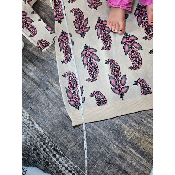 English factory long sleeve fitted sweater dress new womens medium cream pink - Picture 4 of 7